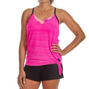 ZeroXposur Womens Fuchsia Side Knot Tankini